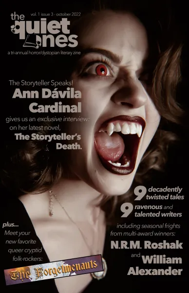 Cover of Quiet Ones magazine, October 2022. Image: a vampire.
