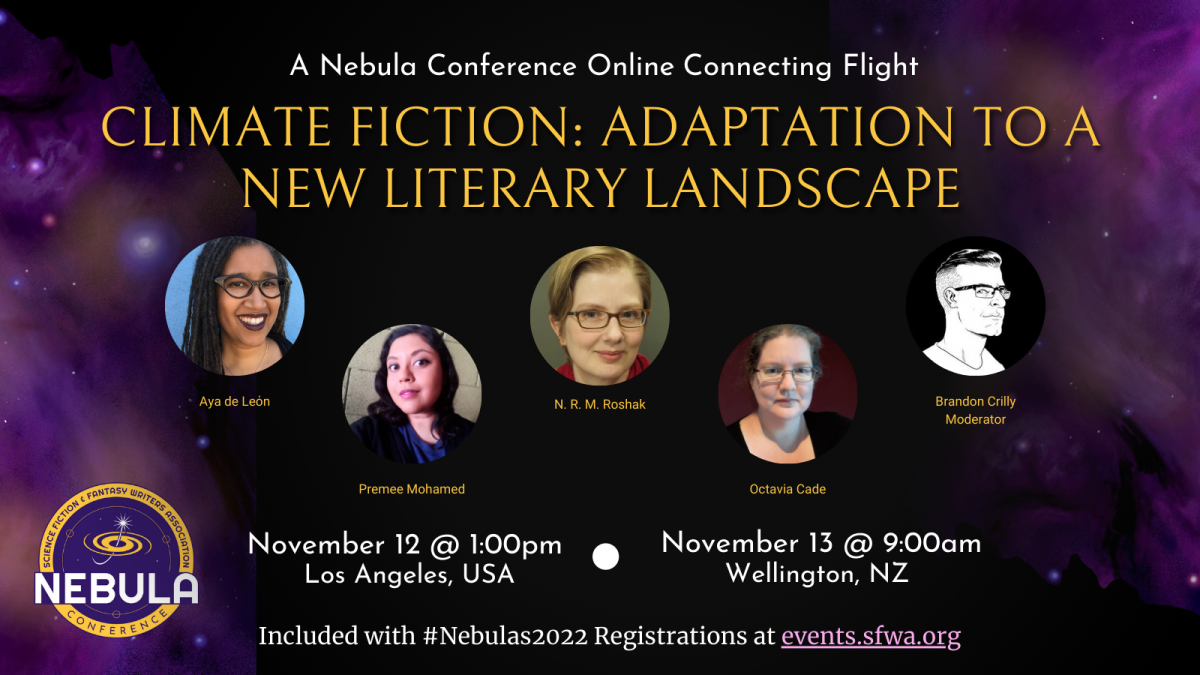 Graphic for online panel “Climate Fiction: Adaptation to a New Literary Landscape”